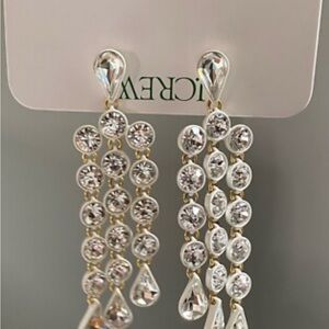 J. Crew White Crystal Dangle Earrings